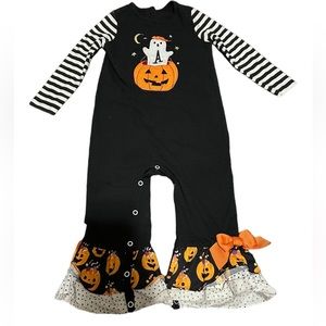 RicRac Halloween Pumpkin Romper 3t